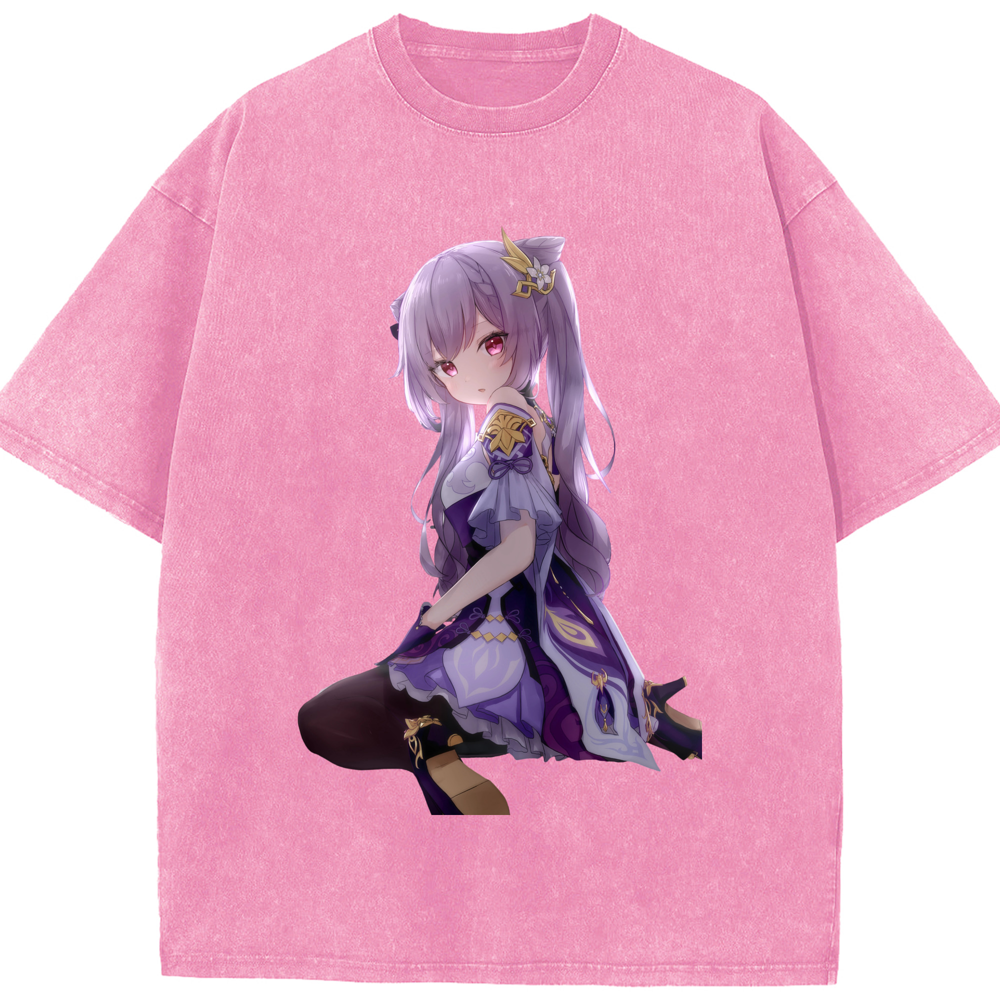 げんし神 刻晴 こくせい genshin Kokusei 綿100% ヴィンテージ風 半袖Tシャツ（フロントプリント）